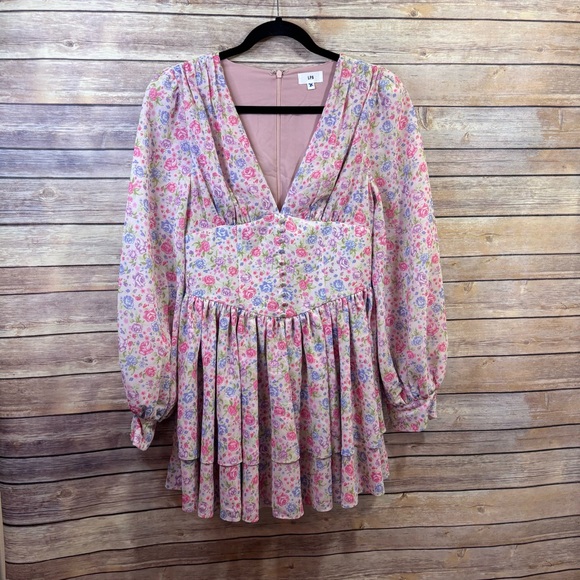 LPA Iga Mini Dress Devon Floral REVOLVE Devon Floral Pink Small - Picture 2 of 10